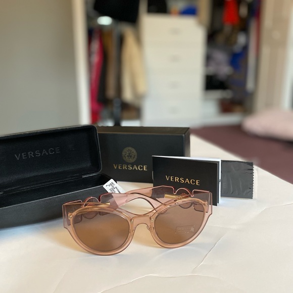 🔥🔥 Authentic Versace Transparent Pink Cat Eye Sunglasses 53mm - NEW! - Picture 15 of 15